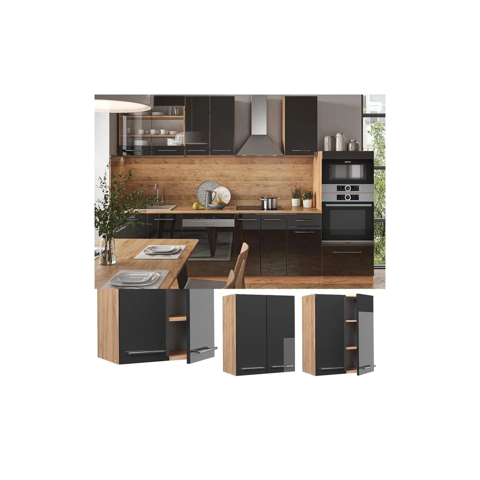 Vicco Hängeschrank Fame-Line Anthrazit Hochglanz Eiche 60 cm