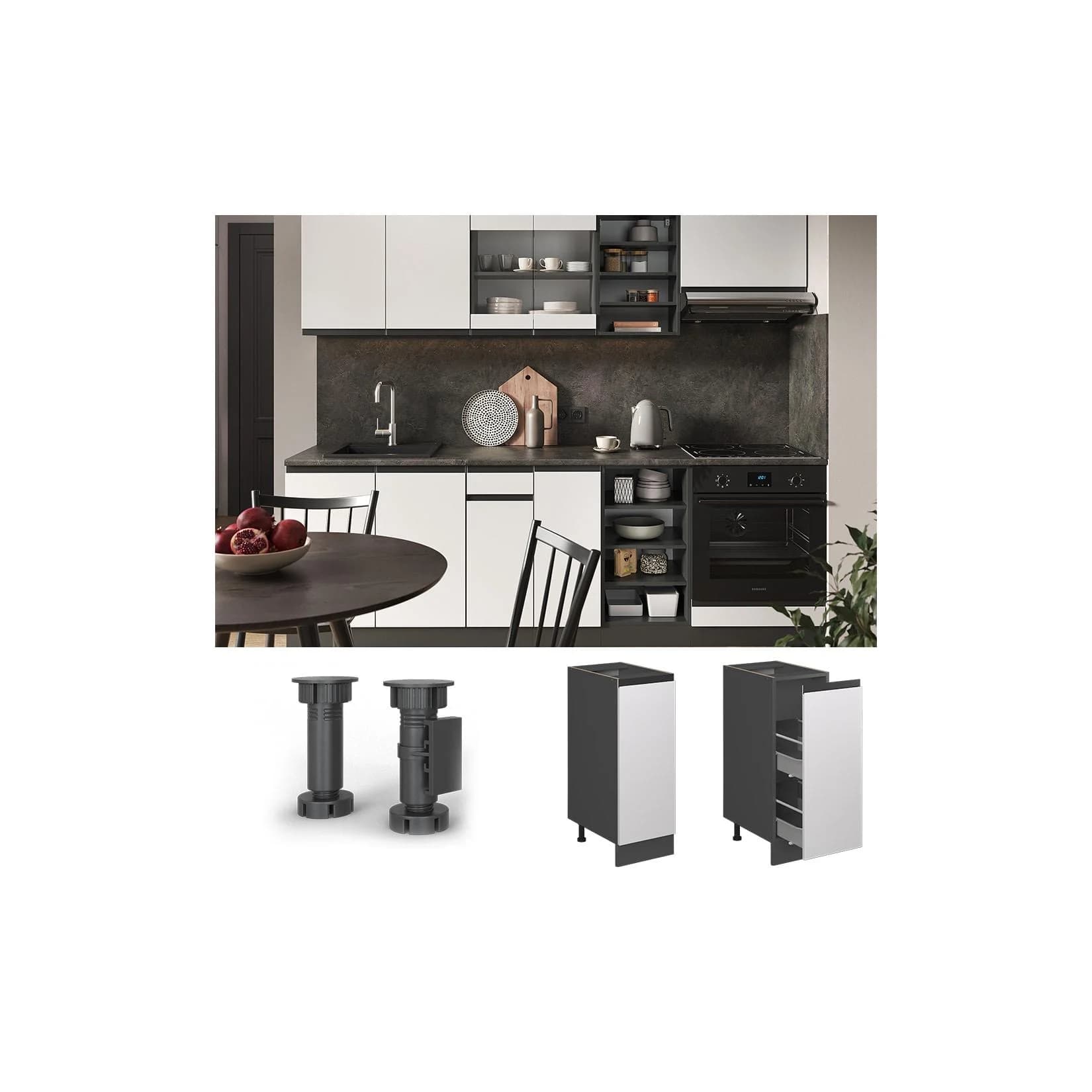 Vicco Apothekerunterschrank R-Line J-Shape Anthrazit Weiß 30 cm