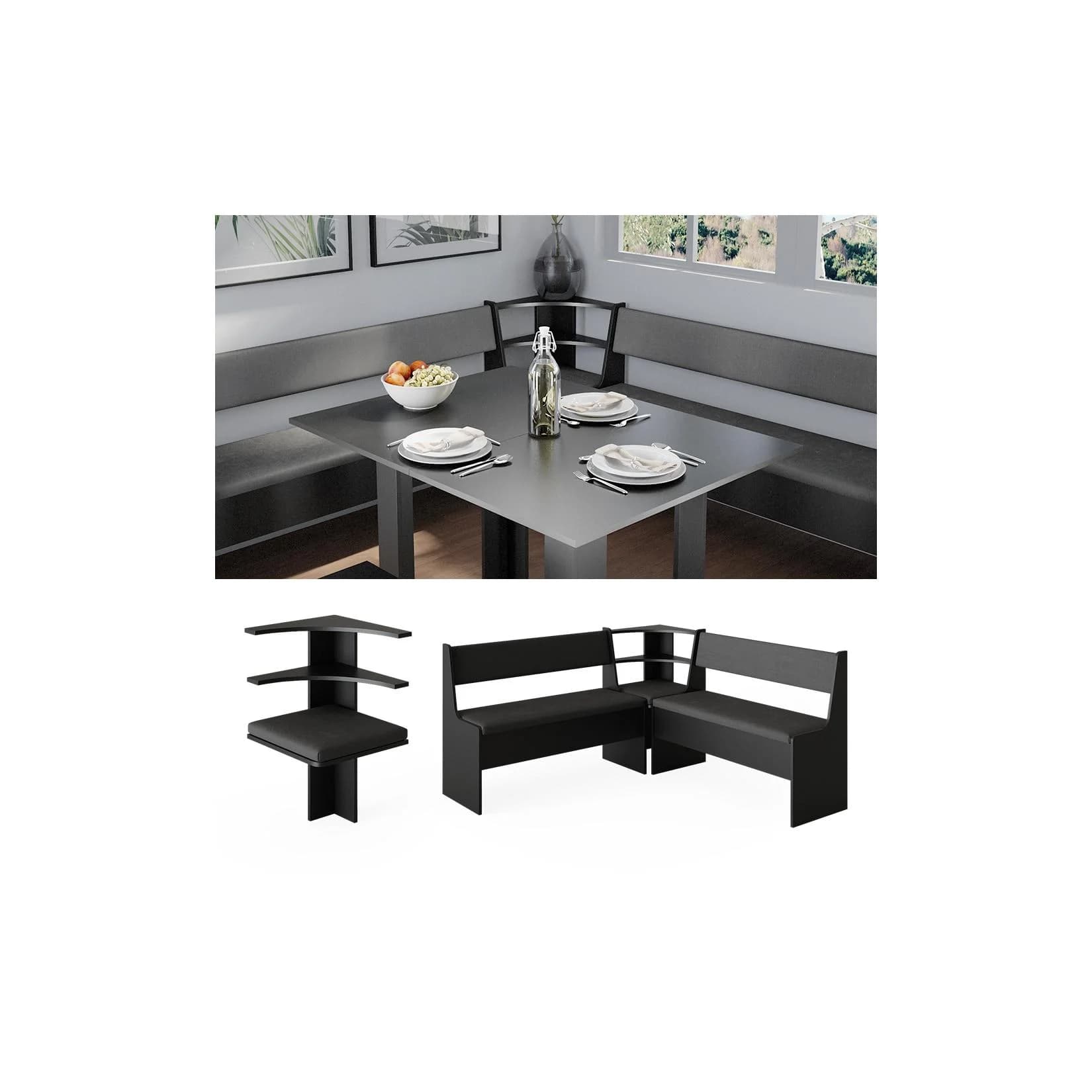 Vicco Eckbank Roman Schwarz Modern mit Stauraum