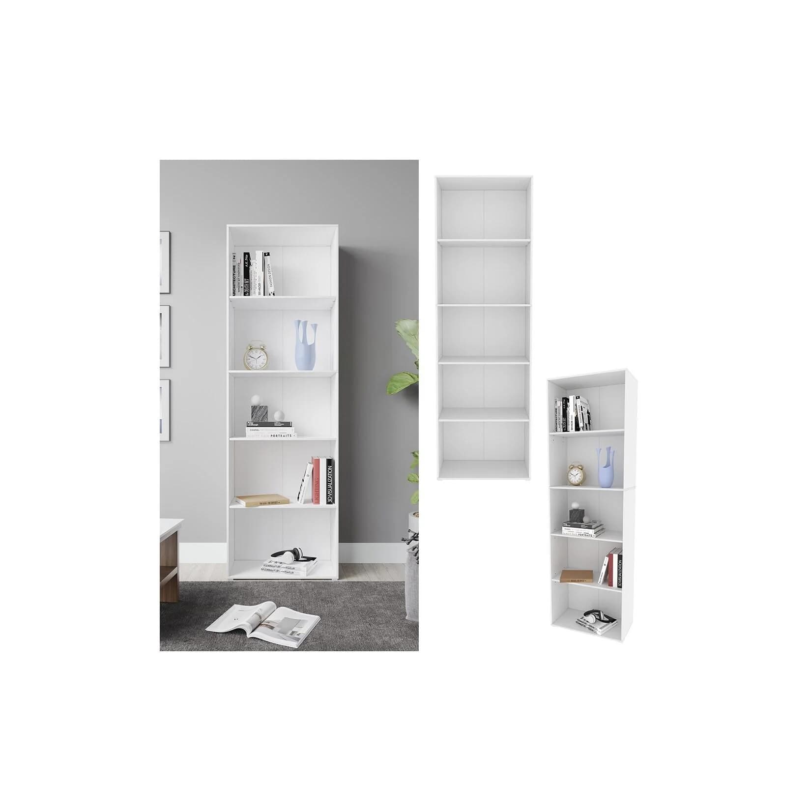 Vicco Bücherregal Bob Weiß 5 Fächer Standregal Modern