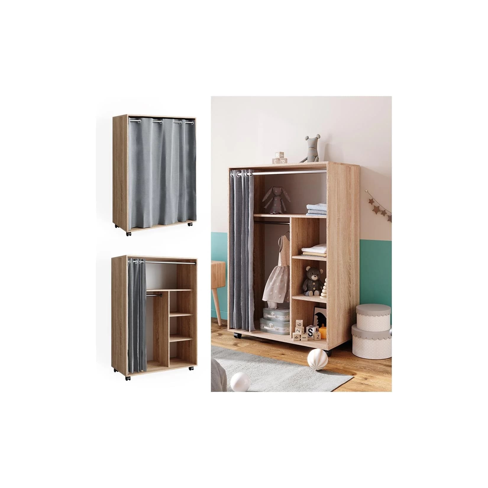 Vicco Kleiderschrank Doros Modern Rollbar Kinderzimmer