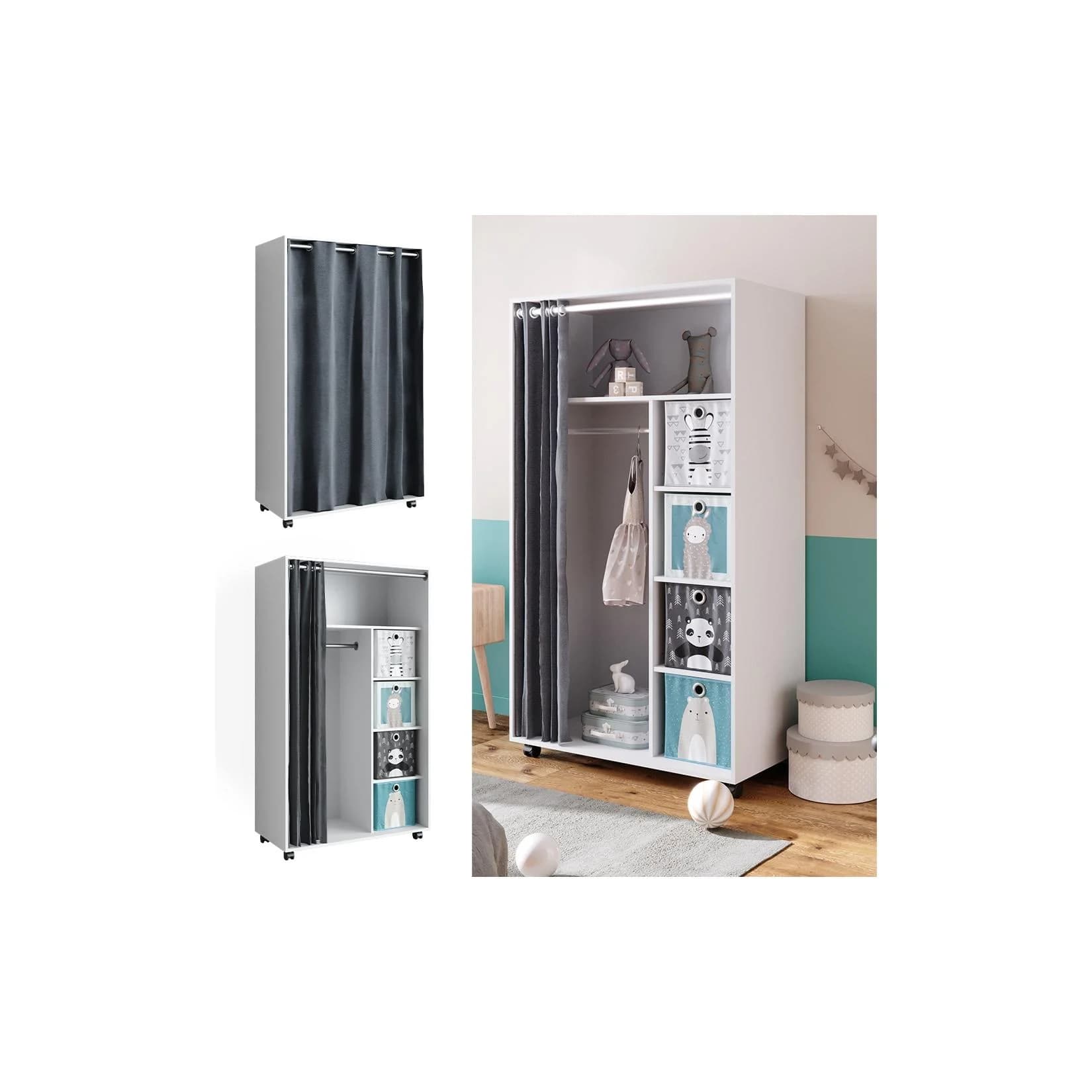 Vicco Kleiderschrank Doros Weiß Modern Rollbar
