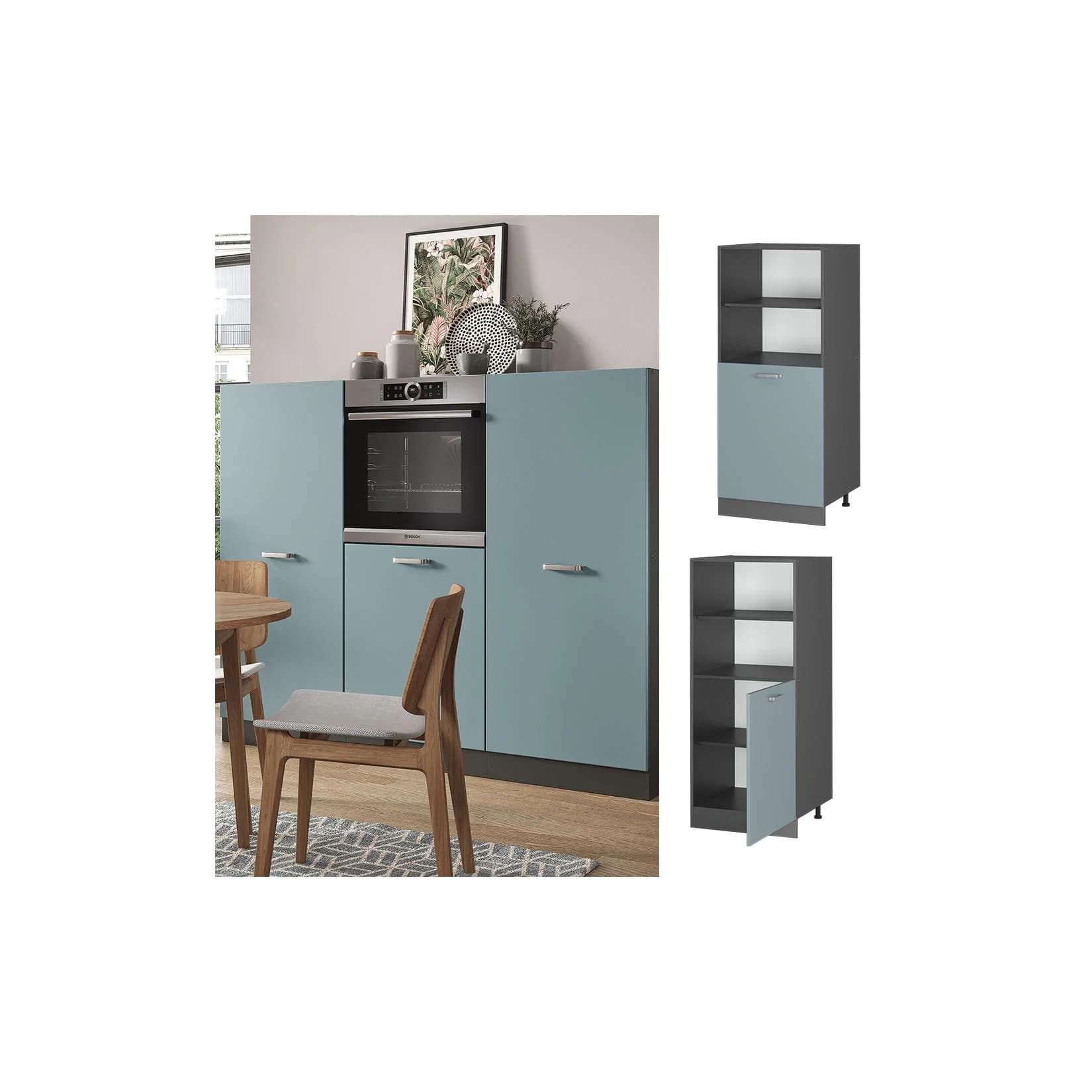 Vicco Vorratsschrank R-Line Modern Anthrazit Blau Grau 60 cm