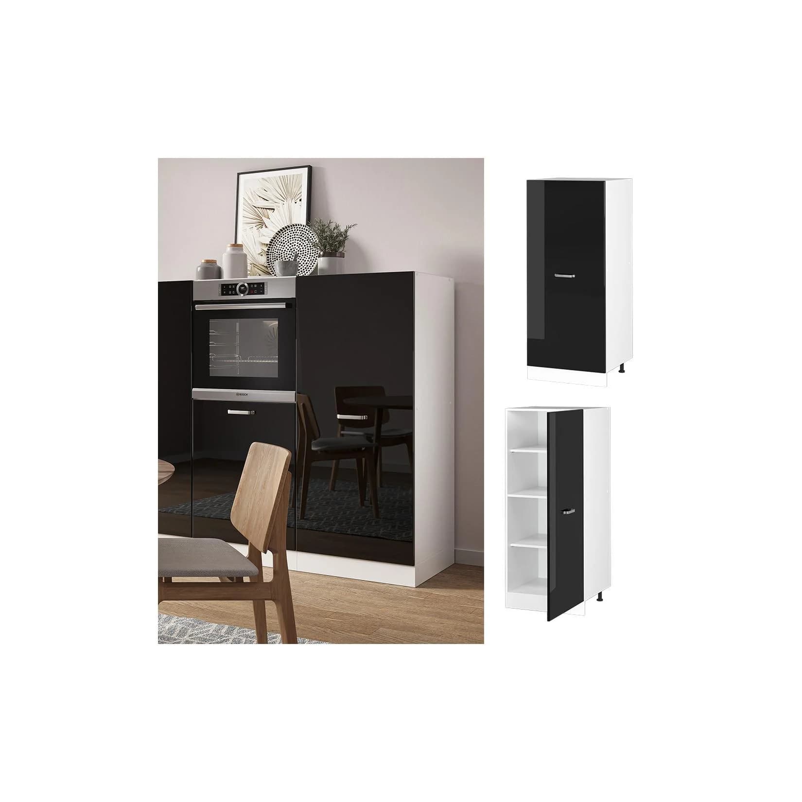 Vicco Vorratsschrank R-Line Weiß/Schwarz Große Tür Modern