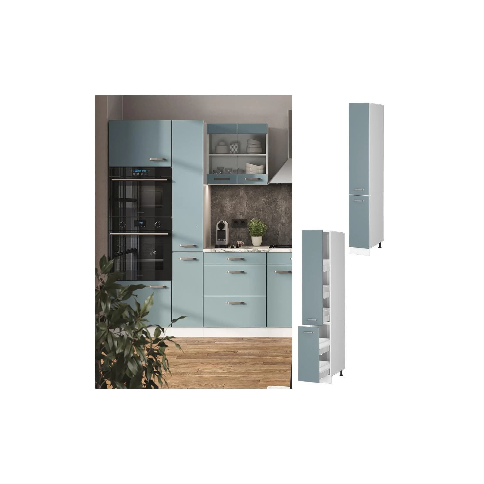 Vicco Apothekerhochschrank Küchenschrank R-Line Weiß Blau Grau 30 cm