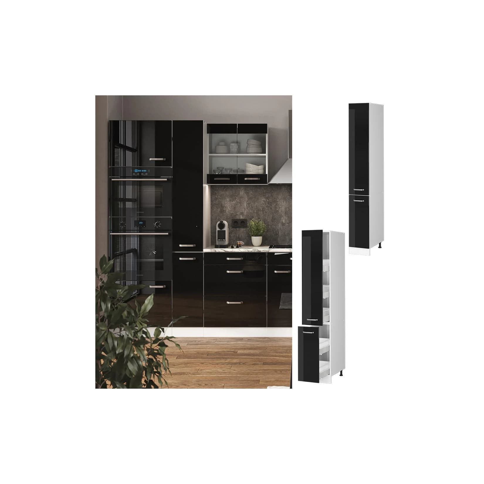 Vicco Apothekerhochschrank Küchenschrank R-Line Weiß Schwarz 30 cm