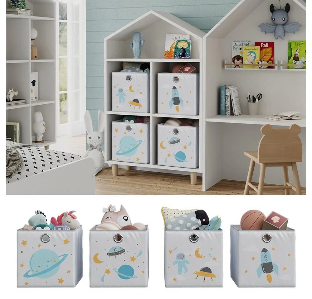 Vicco Faltboxen 2er Set Grau Weltall Motiv Aufbewahrungsbox