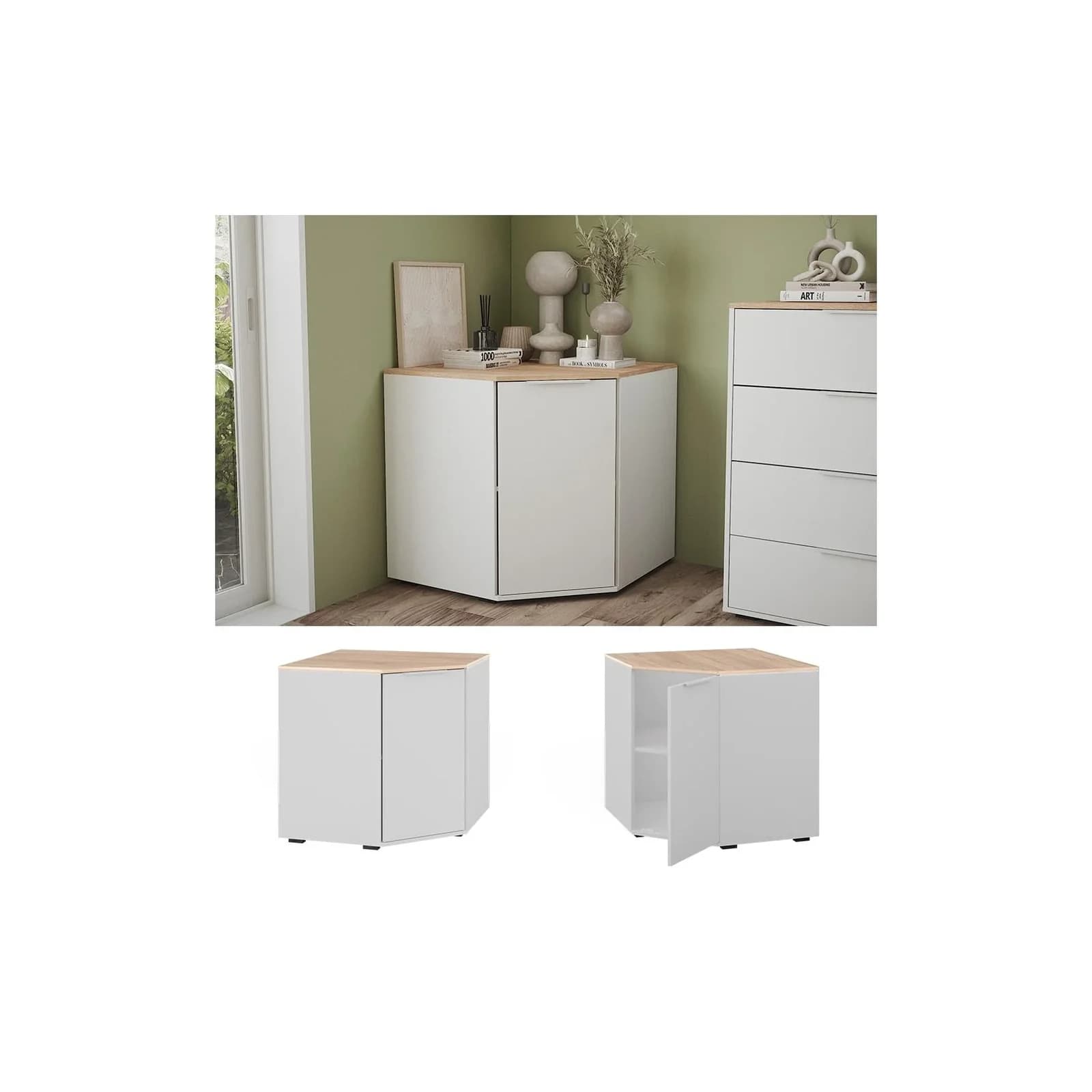 Vicco Eckkommode Betti Weiß Sonoma 1 Tür