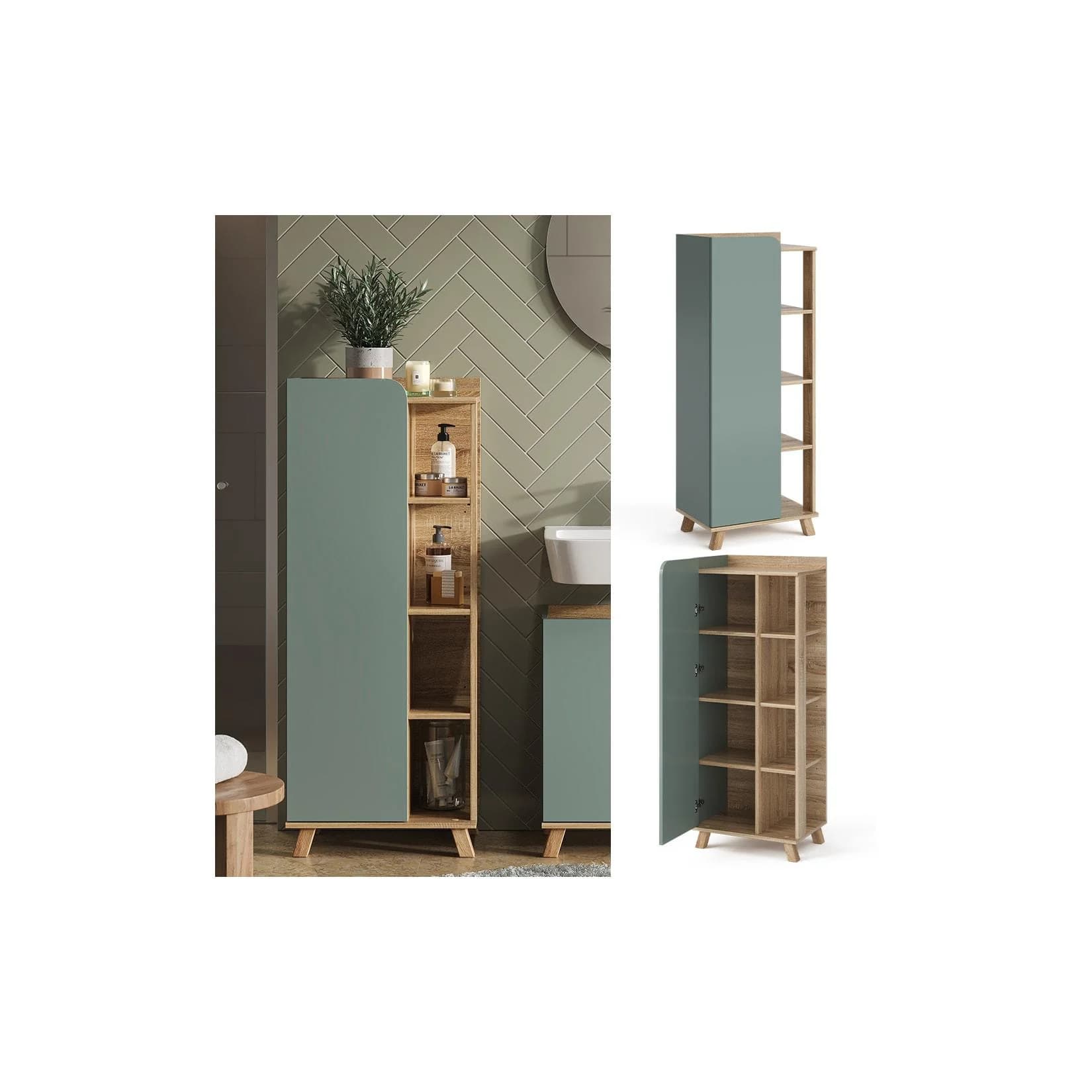 Vicco Midischrank Karen Blau-Grau Moderner Badschrank
