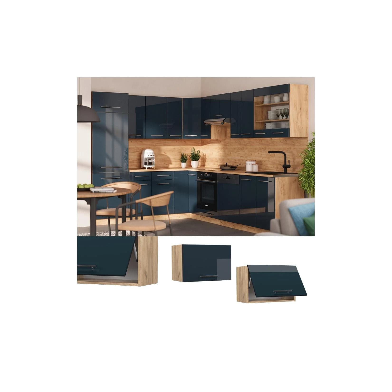 Vicco Hängeschrank Fame-Line Dunkelblau Hochglanz 60 cm