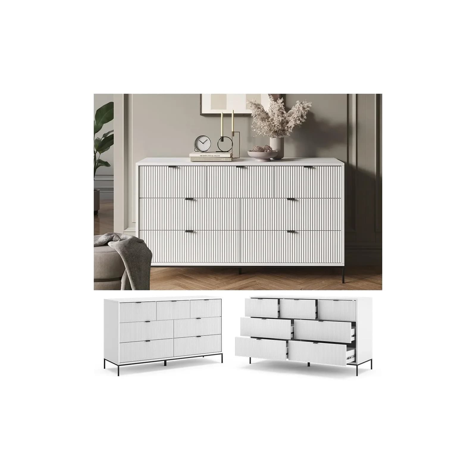 Vicco Kommode Eliza Weiß 7 Schubladen Elegantes Sideboard