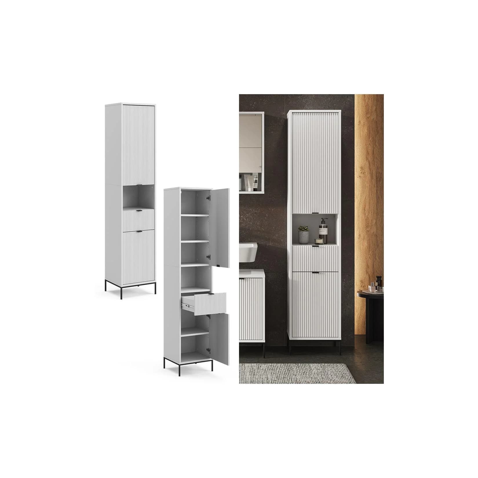 Vicco Hochschrank Eliza Weiß Modern mit 2 Türen