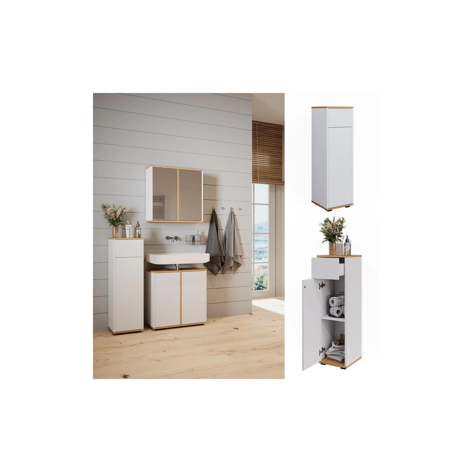 Vicco Midischrank Didi Weiß mit Schublade und Push-to-open