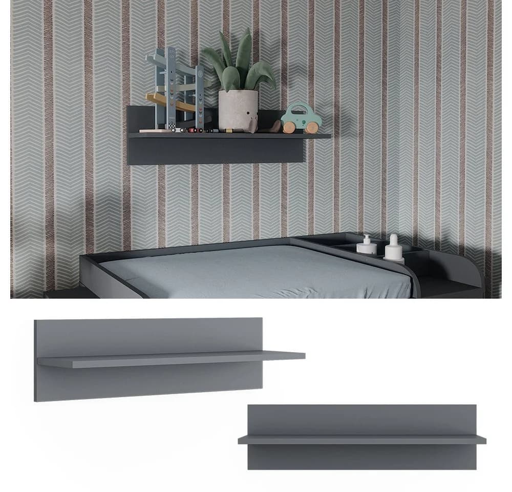 VitaliSpa® Wandregal Ajaton Grau Modernes Kinderzimmerregal