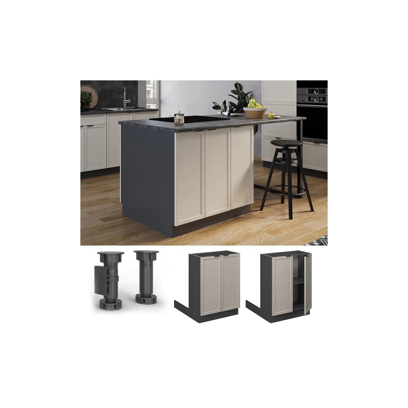Vicco Regalinselunterschrank Fame-Line Grau-Beige Gerahmt