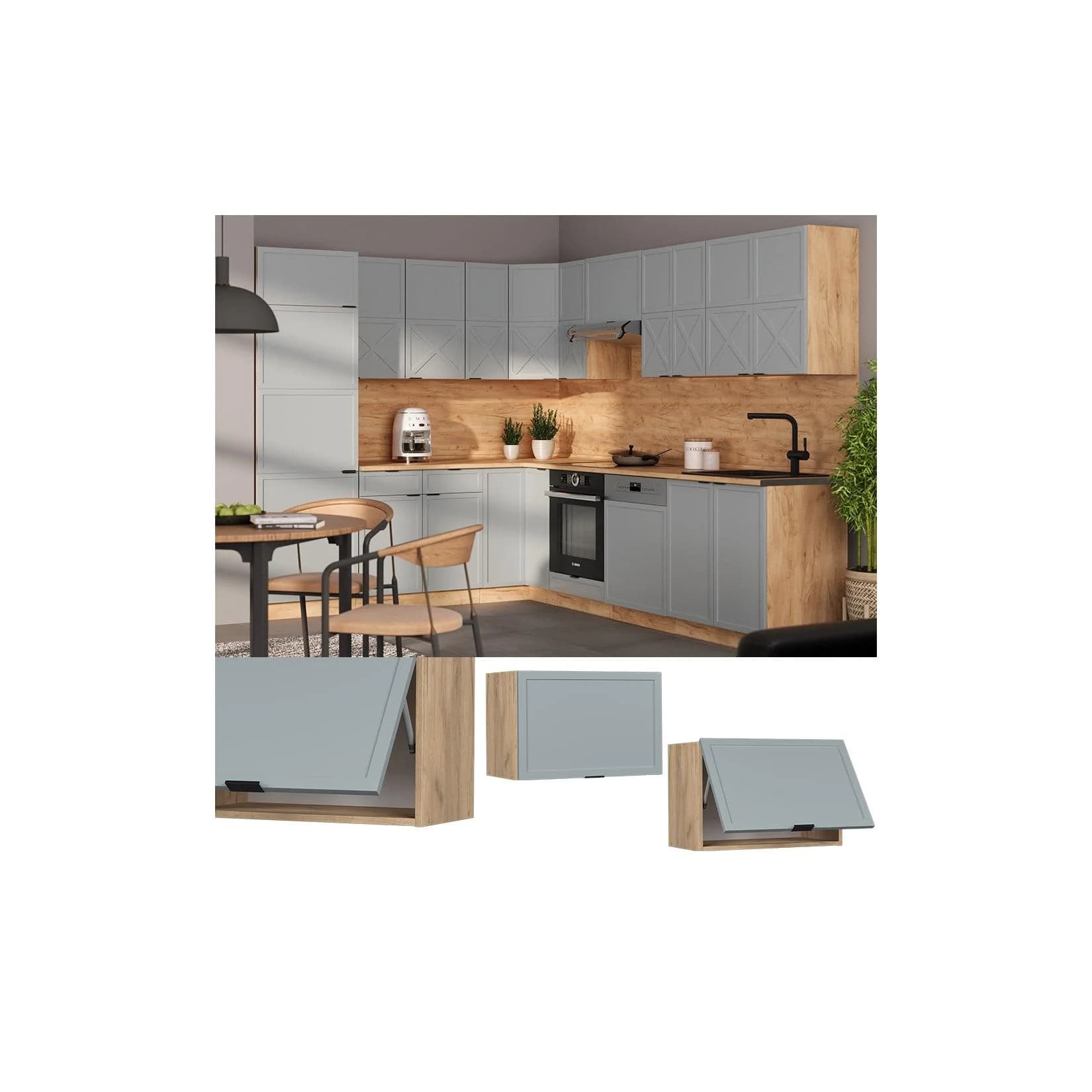 Vicco Hängeschrank Fame-Line Eiche Hellblau-Grau 60 cm