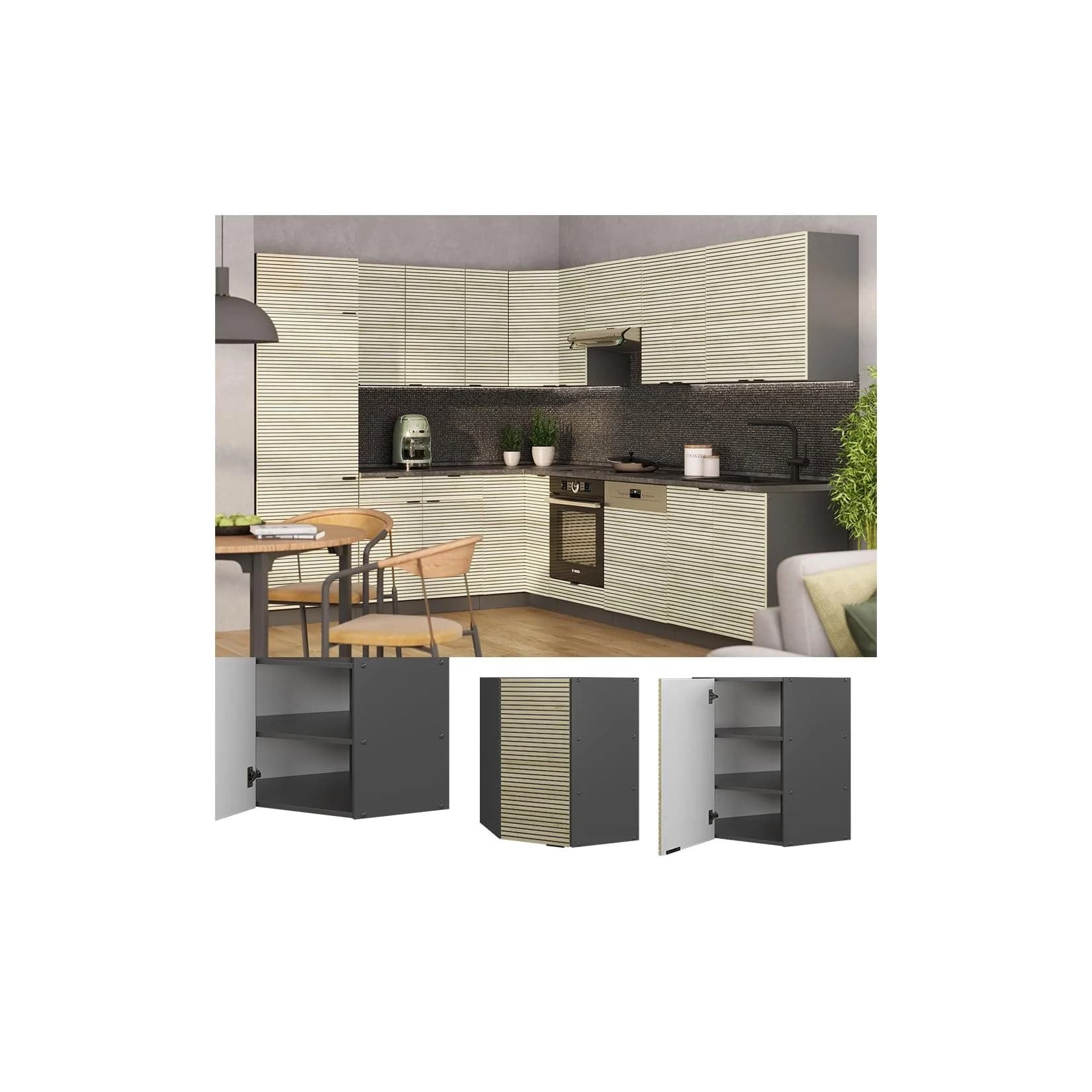 Vicco Eckhängeschrank Fame-Line Anthrazit Eiche 57 cm