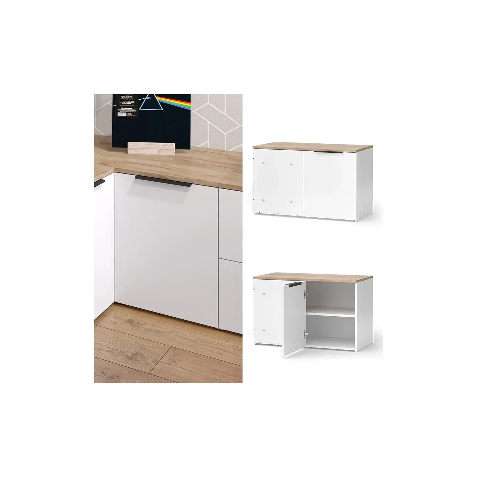 Vicco Eckkommode Wido Weiß Sonoma-Eiche mit Tür