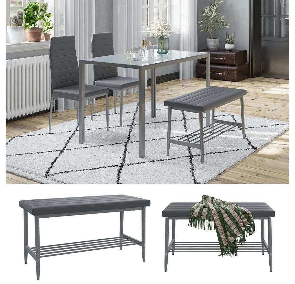 Vicco Sitzbank Grand Grau Kunstleder