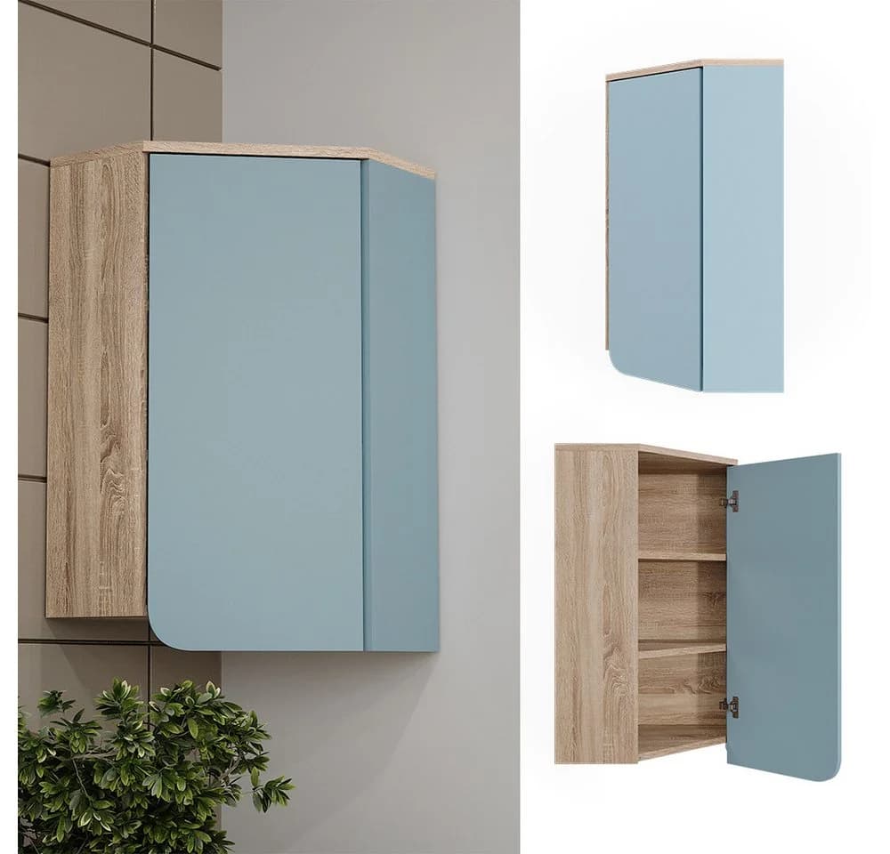 Vicco Hängeschrank Karen Eckbadmöbel Blau-Grau/Sonoma