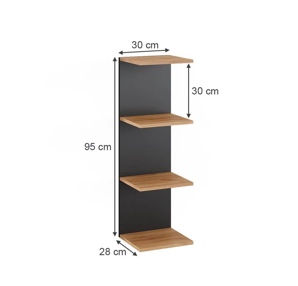 Vicco Bücherregal Paolo Anthrazit/Goldkraft Eiche