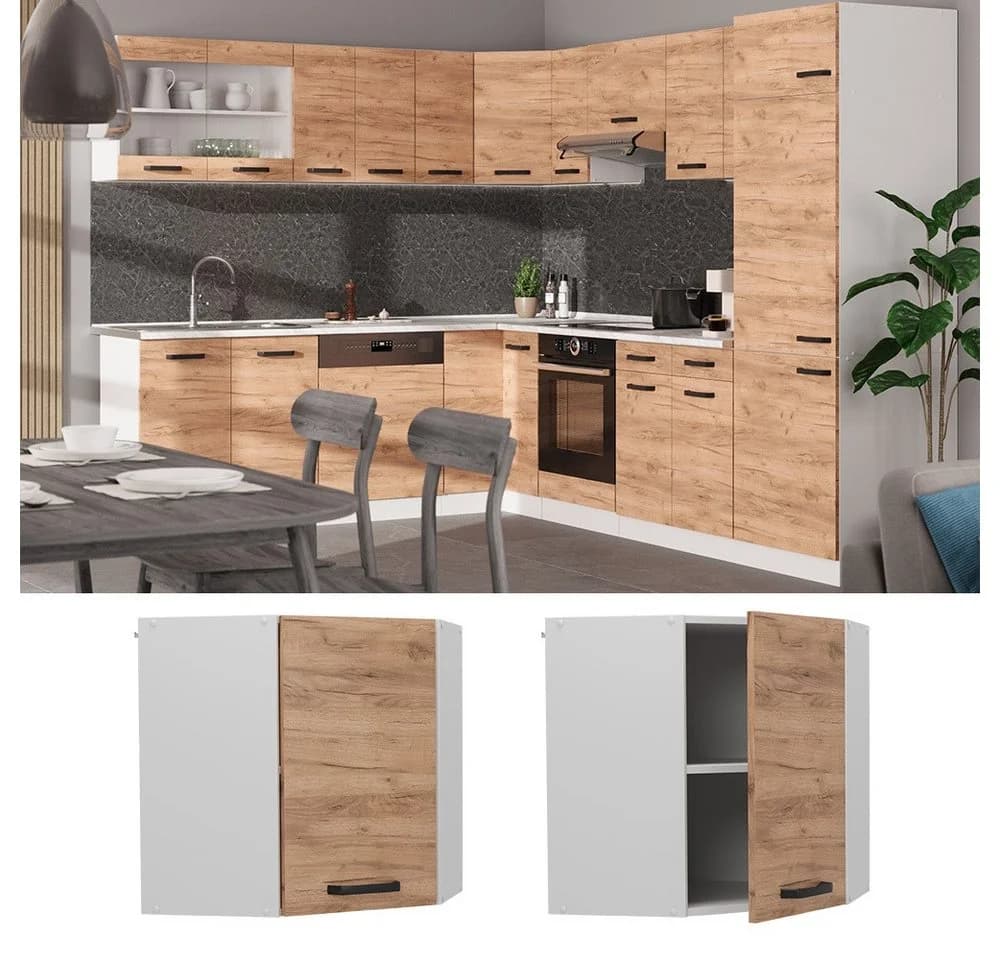 Vicco Eckhängeschrank R-Line Goldkraft Eiche/Weiß