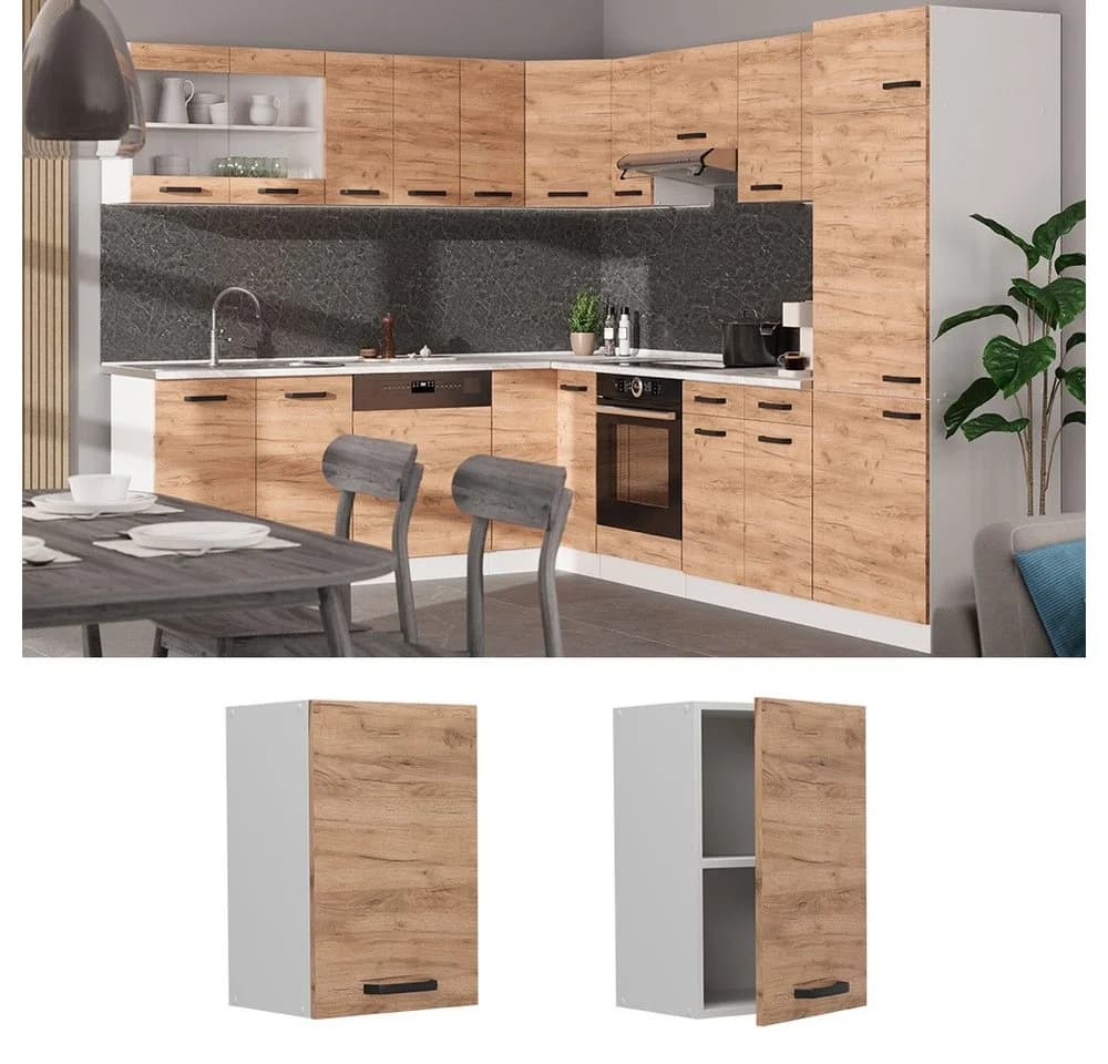 Vicco Hängeschrank R-Line Goldkraft Eiche/Weiß Schwarz
