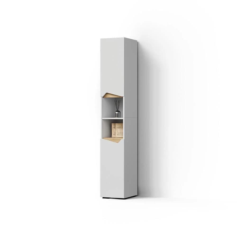 BADSCHRANK Timavo Weiß 30 x 180 cm mit Türen und offenen Fächern
