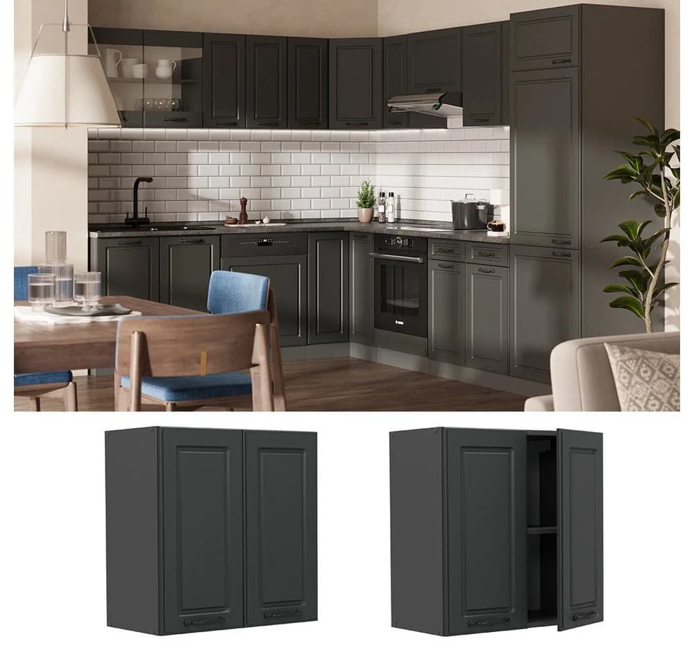 Vicco Hängeschrank R-Line Anthrazit Landhaus 60 cm