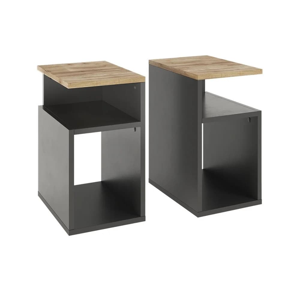 Vicco Nachtschrank Elios Anthrazit/Goldkraft Eiche 2er Set