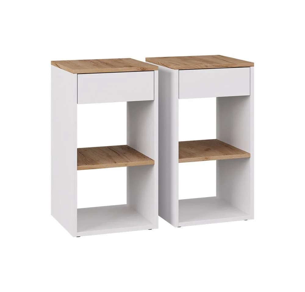 Vicco Nachtschrank Dany Weiß/Goldkraft Eiche 2er Set