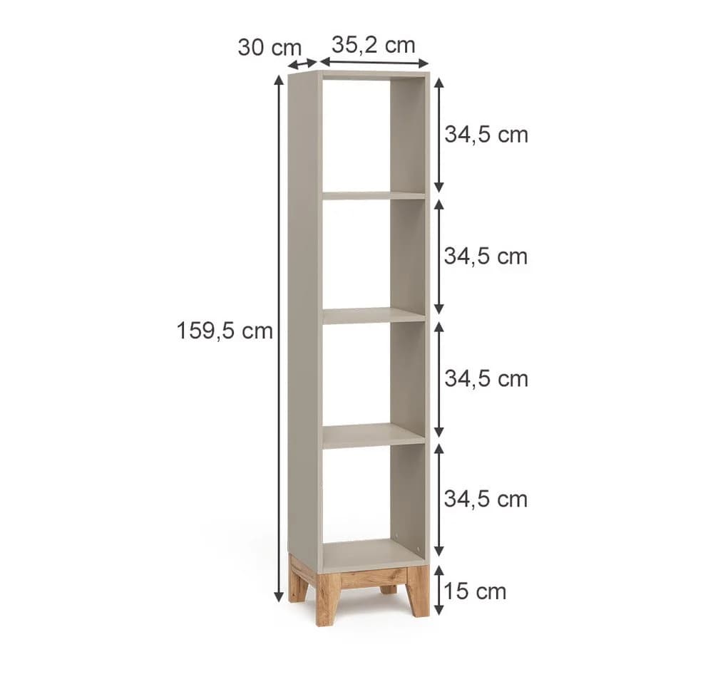 VitaliSpa® Bücherregal Malia Beige/Braun 4 Fächer