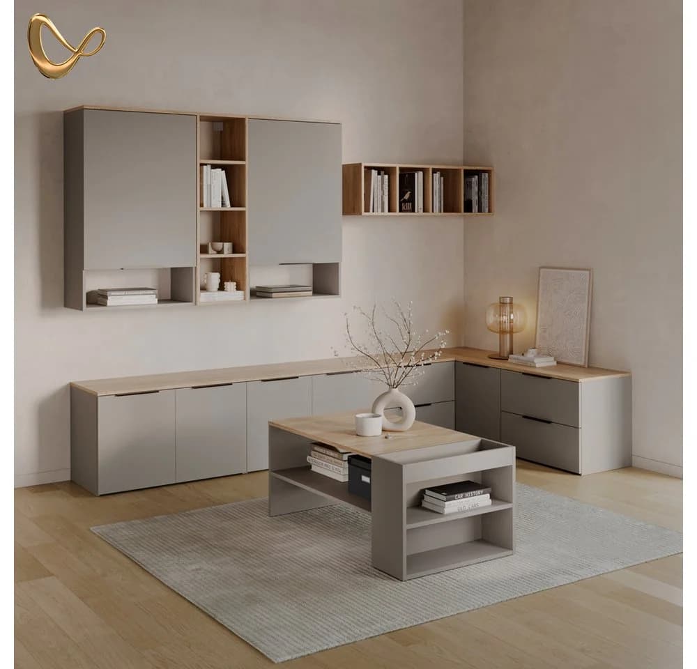 Livinity® Couchtisch Piave Greige mit Regalen