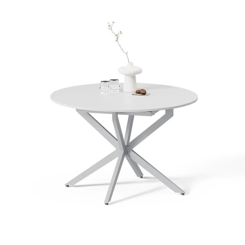 ESSTISCH Firenze Weiß/Grau 120x120 cm ausziehbar