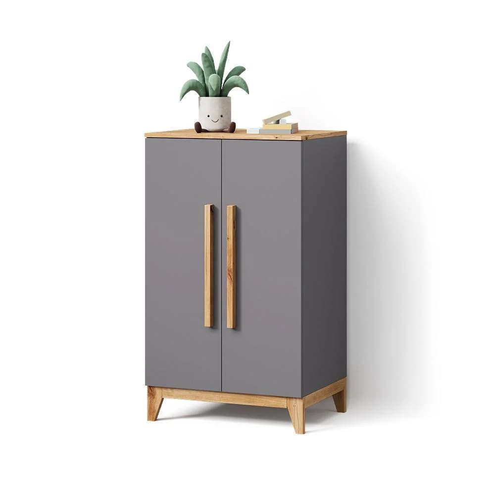 Mailo Kinderkleiderschrank Grau 4 Schubladen