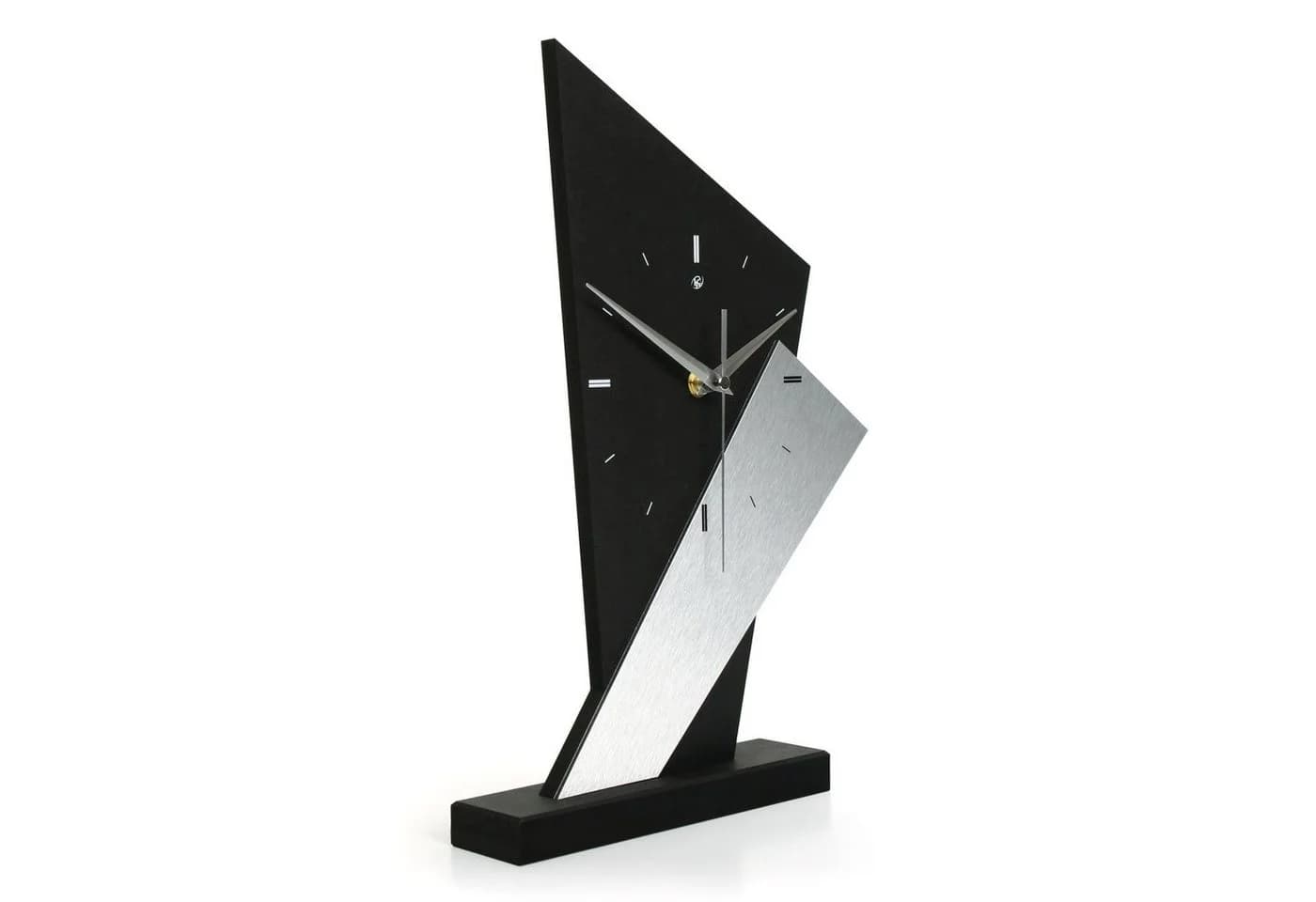 Kreative Feder Standuhr Designer-Standuhr „Square“ aus Holz - Schwarze Tischuhr ohne Ticken