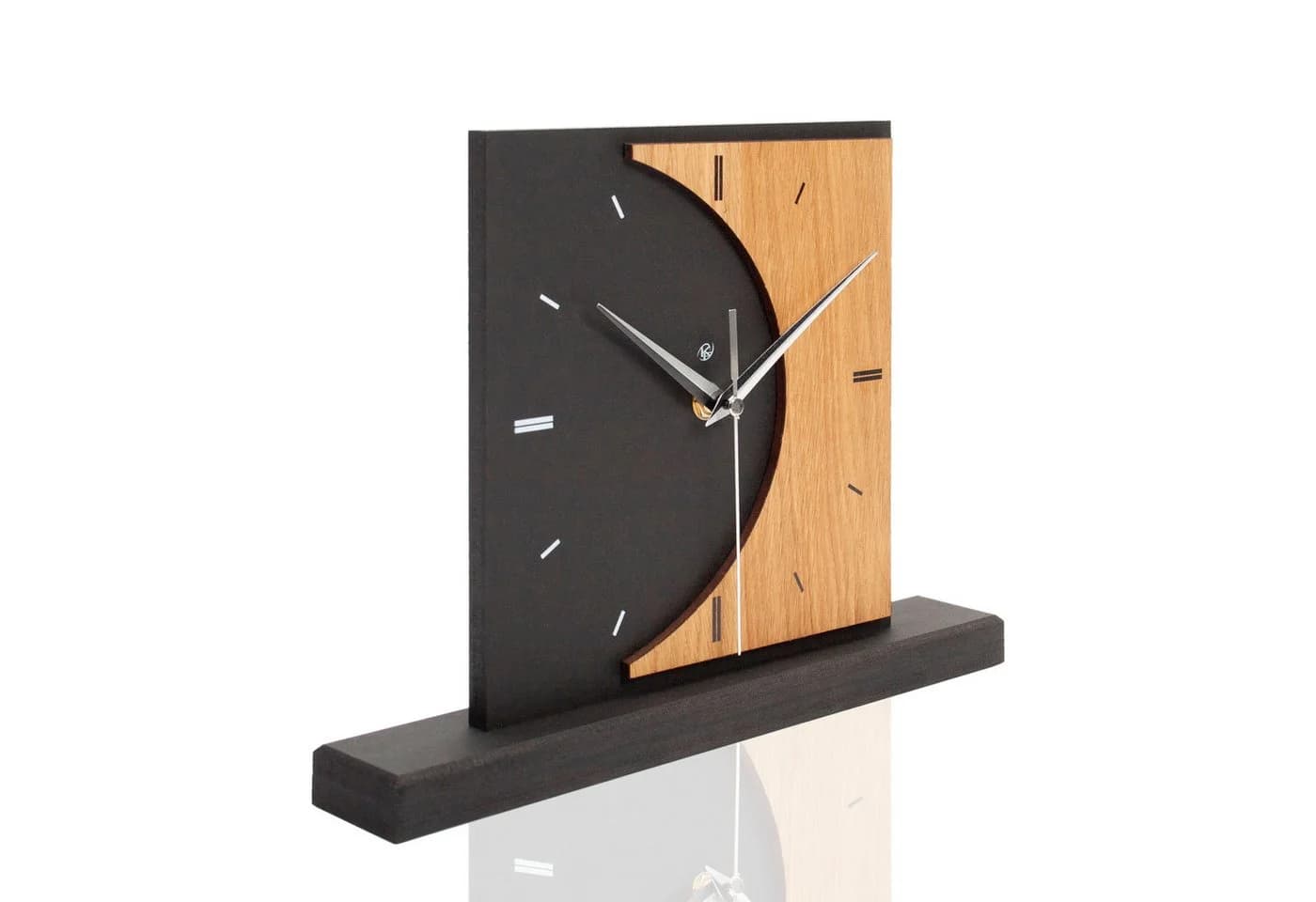 Kreative Feder Standuhr Moon Schwarz Leises Uhrwerk