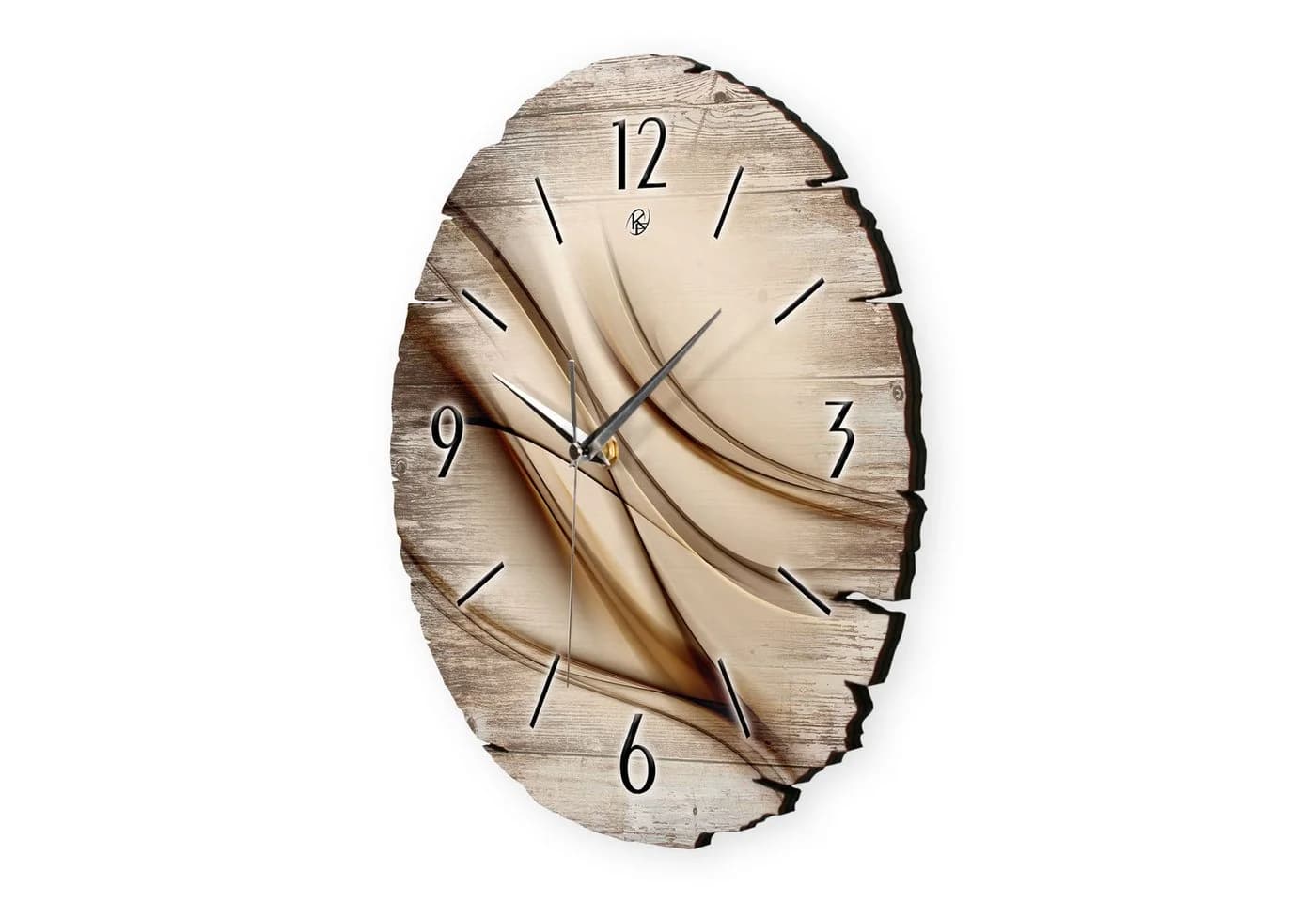 Kreative Feder Wanduhr Brown Line Naturholz ⌀ 30cm