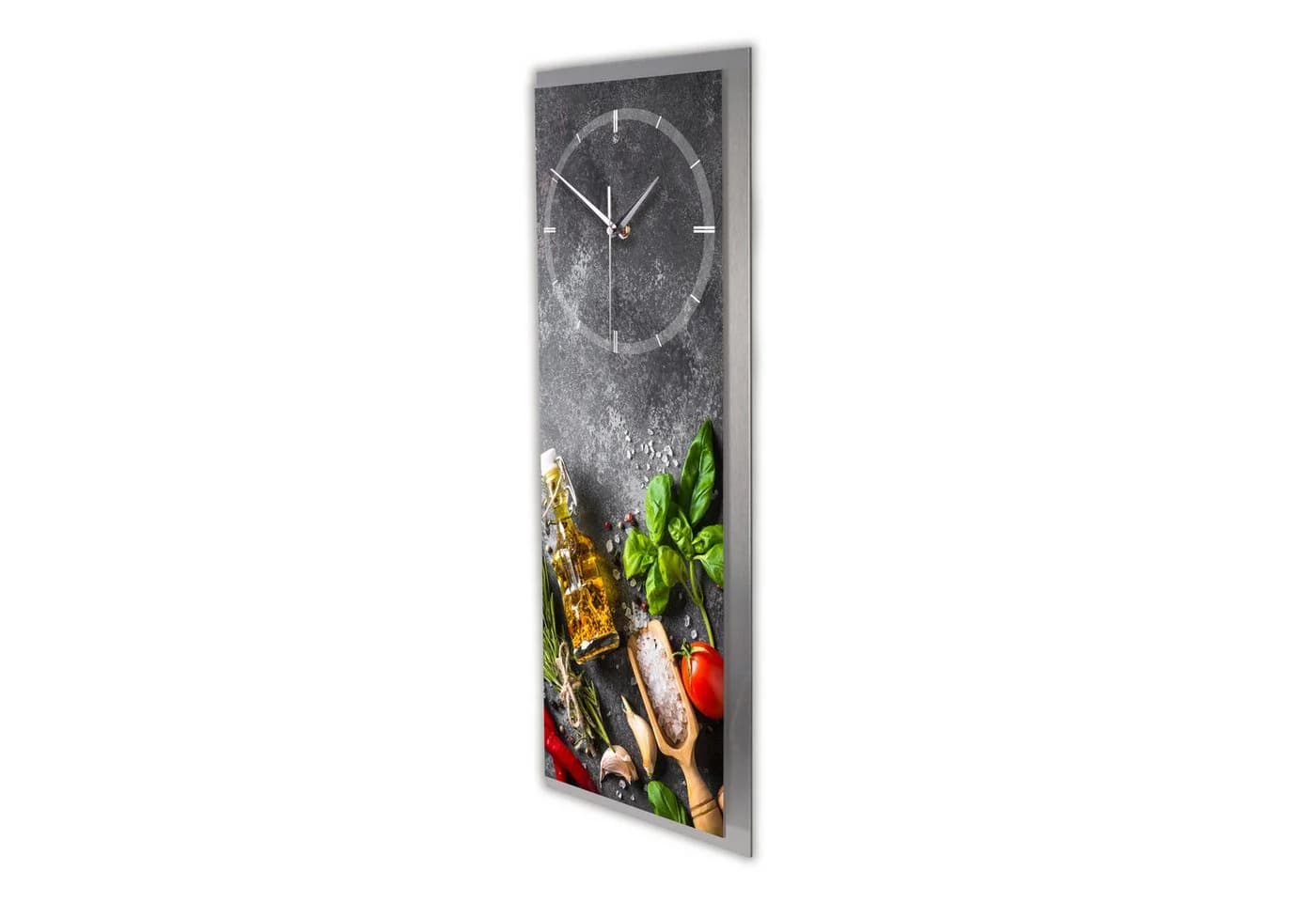 Kreative Feder Wanduhr Kräuter 3D Aluminium Leise