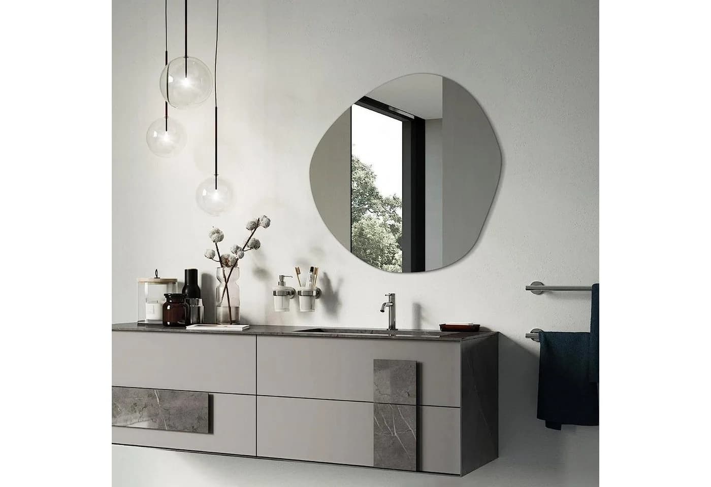 Tulup Dekospiegel Rund Wanddeko Spiegel Modern Glas Kosmetikspiegel