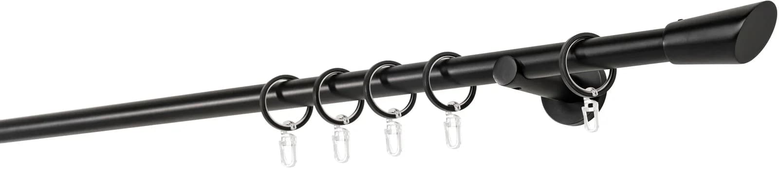 MYDECO Gardinenstange Schwarz 20mm Wandträger 6,5cm