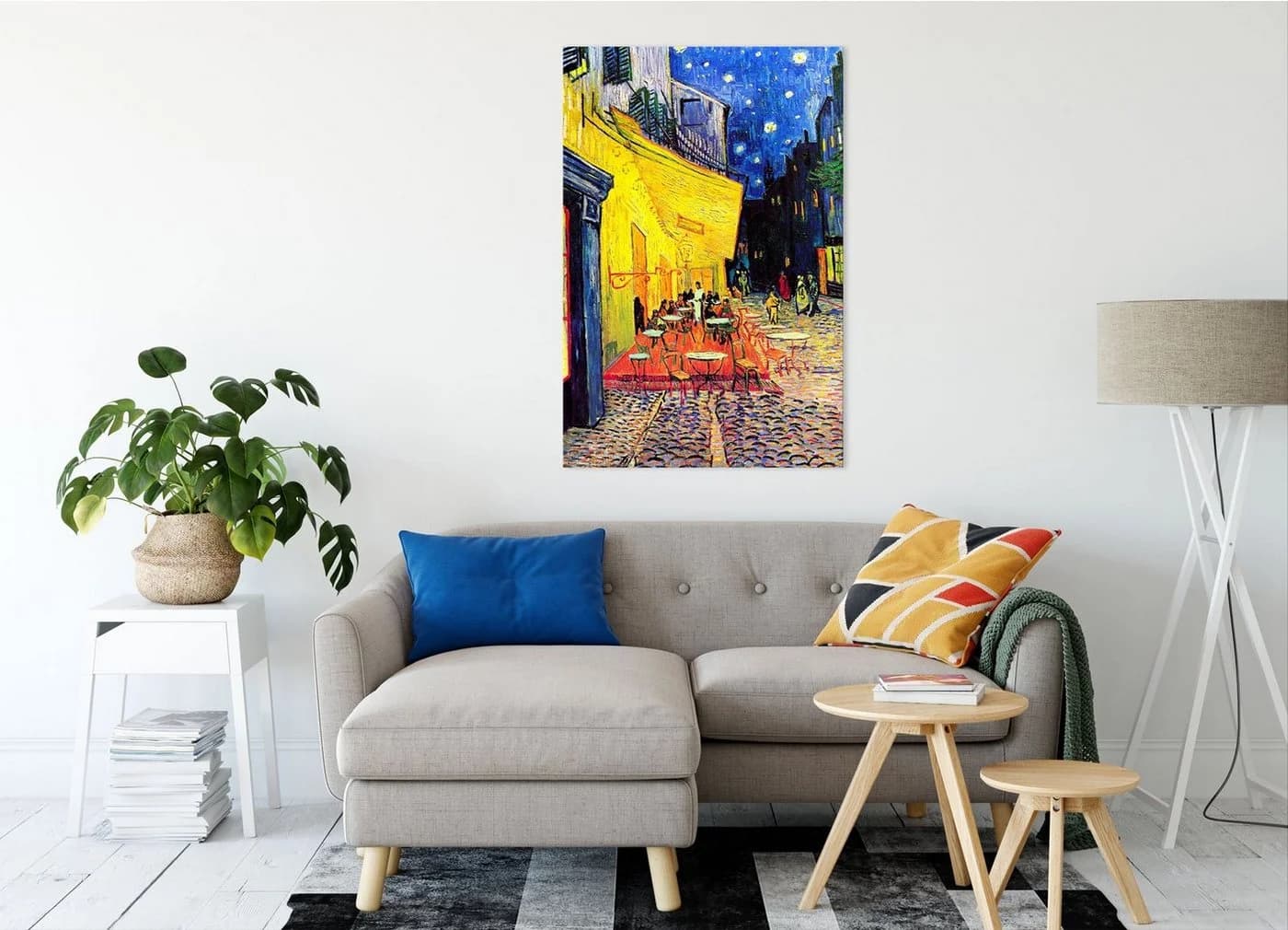 Pixxprint Leinwandbild Vincent Van Gogh Nachtcafé Bunt