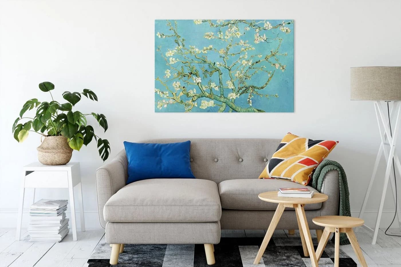 Pixxprint Leinwandbild Vincent Van Gogh Mandelbaumzweige Bunt
