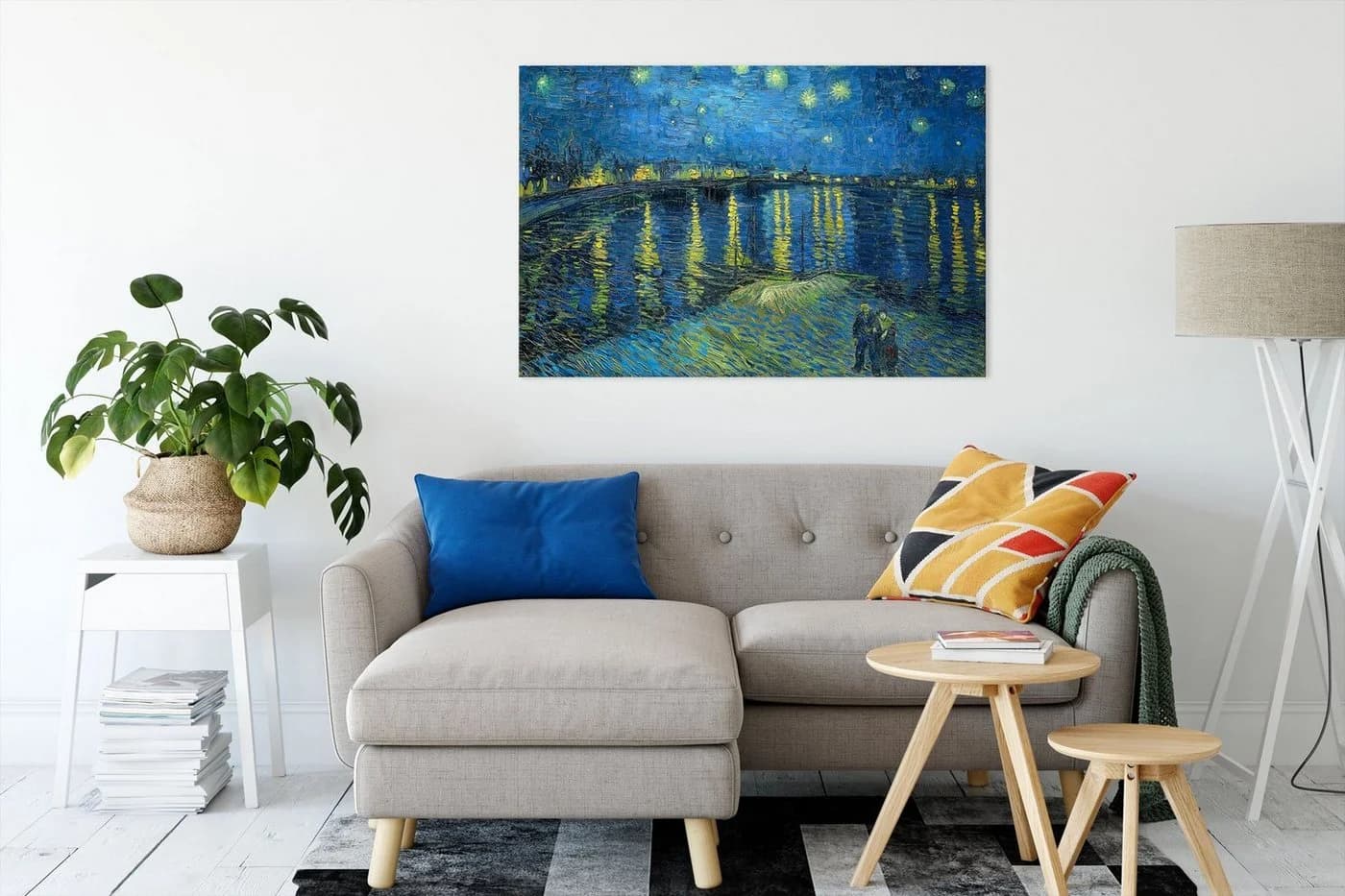 Pixxprint Leinwandbild Vincent Van Gogh Sternennacht über die Rhône