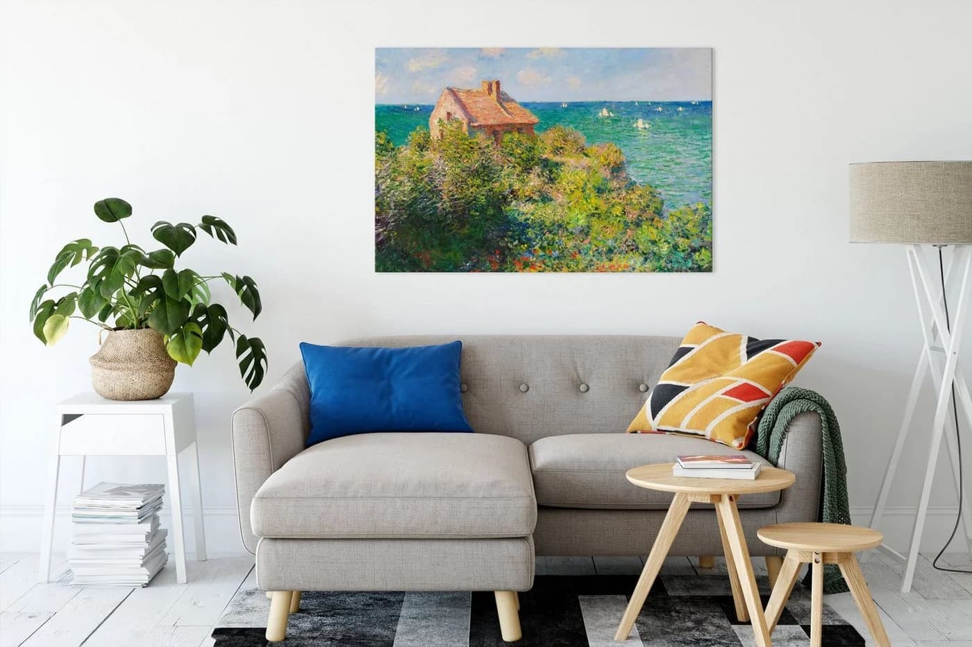 Pixxprint Leinwandbild Claude Monet Fischer-Häuschen in Varengeville