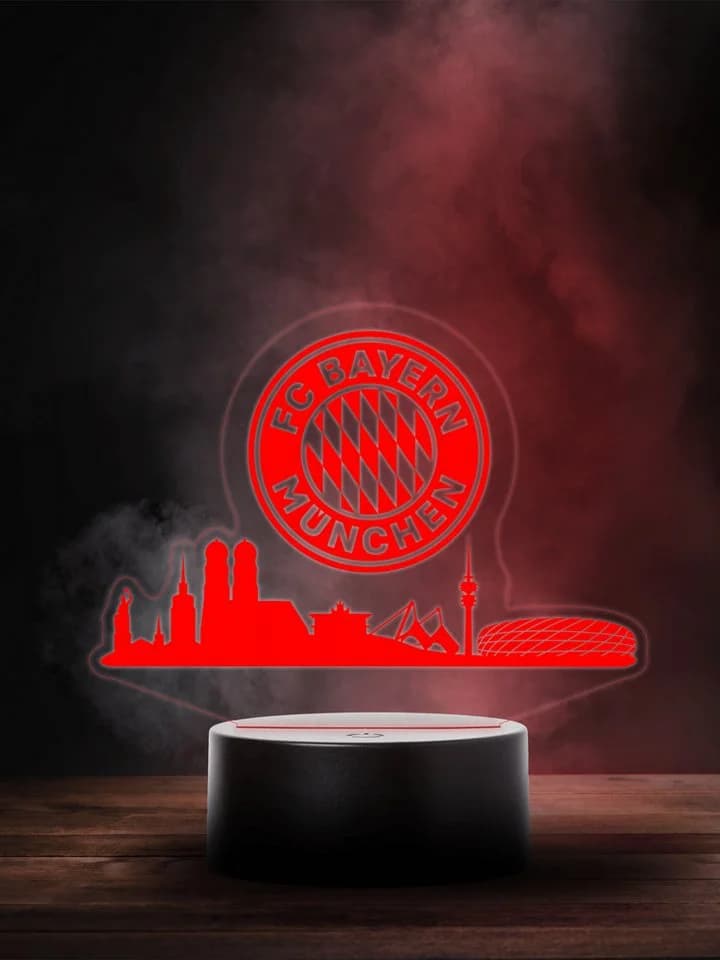 FC Bayern München LED Skyline Nachtlicht Rot USB
