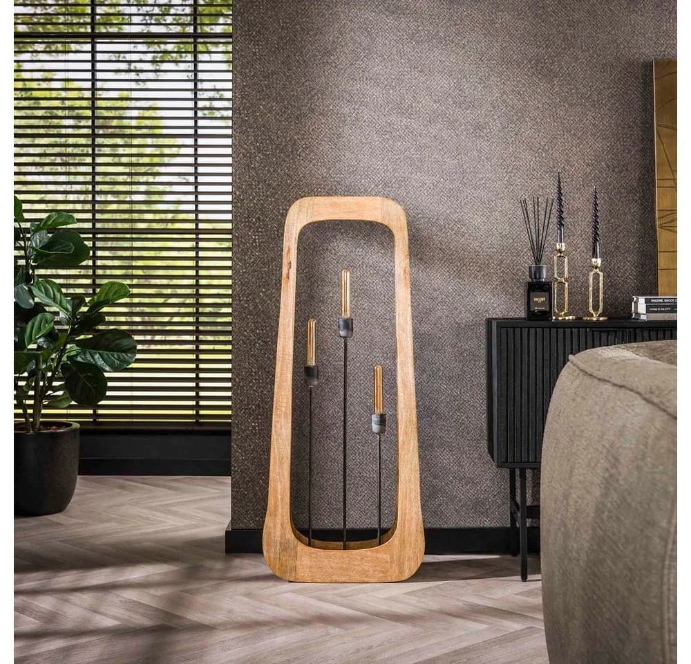 famlights Stehlampe Baila Natur E27 3-flammig Mangoholz