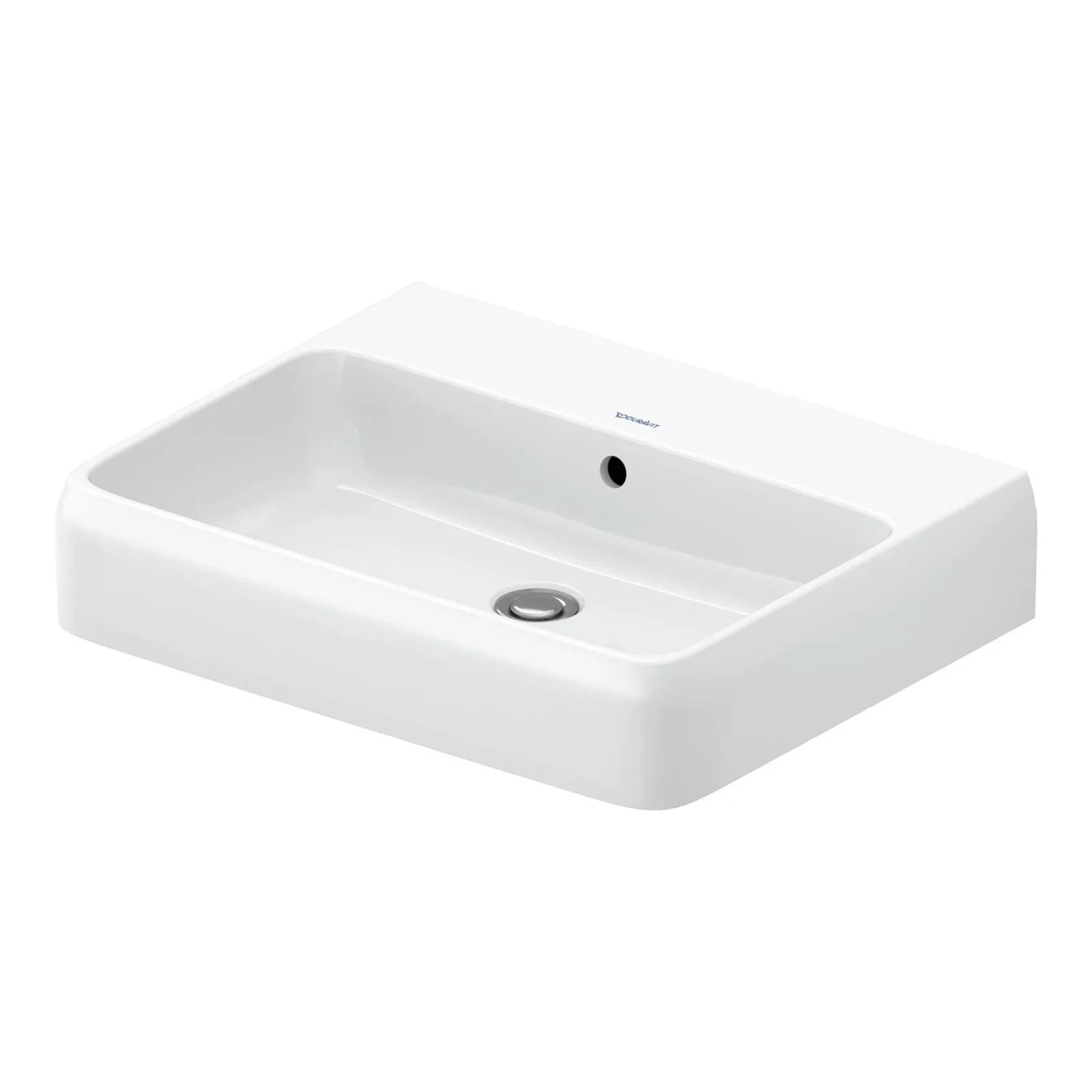 Duravit Qatego Aufsatz-Waschtisch 60 x 47 cm, Weiß Hochglanz, Überlauf, Hahnlochbank