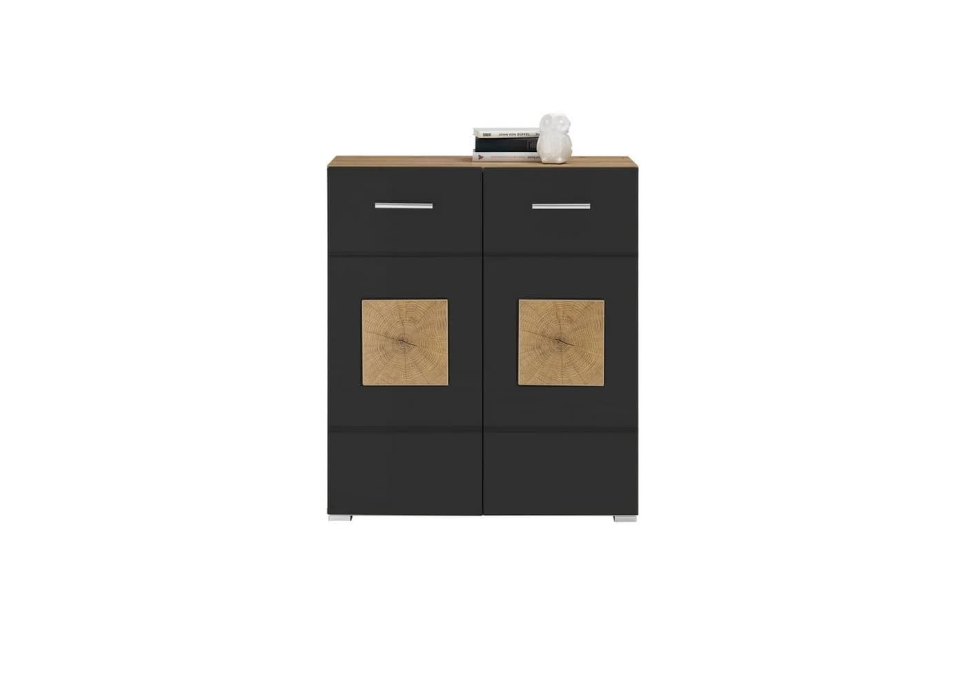 PREISBRECHER Kommode Georgia Braun/Schwarz Modern
