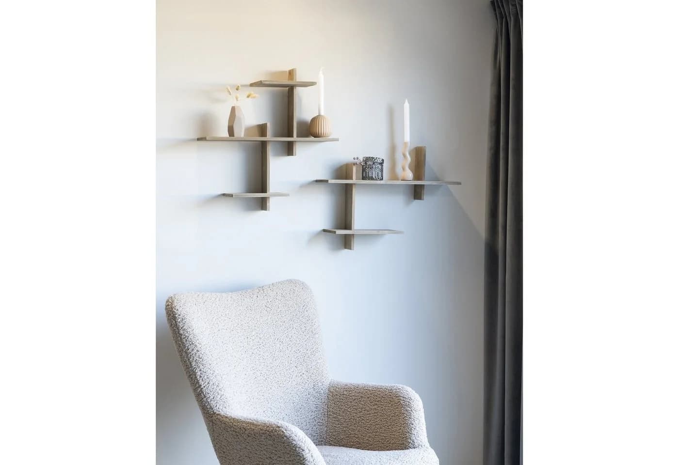 House Nordic Wandregal Ovada Hellbraun Massivholz Retro-Design